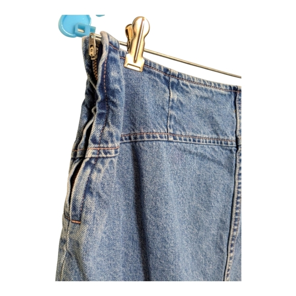 Free People Denim Jean Fringe Skirt Distressed Hi Lo Size 8 - Picture 4 of 6